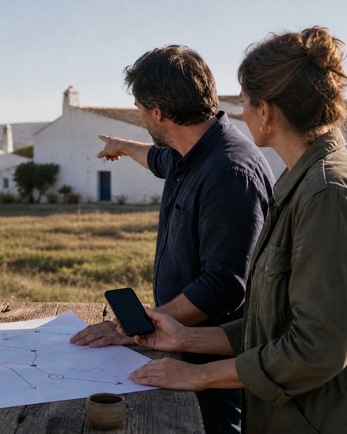 Consultores da SH1 no terreno, numa propriedade no Algarve
